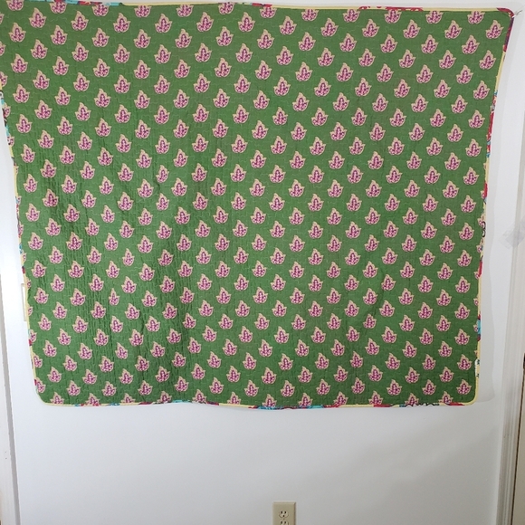 Boho Blanket Quilted Bright Vivid Yellow Green Pink Colors Mandala Patterns - Picture 6 of 6